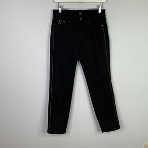 MAC X Dream Jeans Women Size 27 Black Slim Velvet Galloon Stretch Side Strip